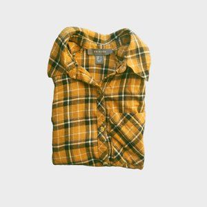 Primark Yellow Plaid Button up shirt